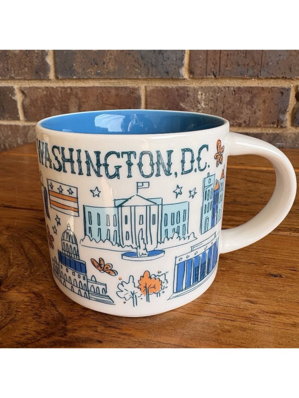 Starbucks WASHINGTON DC Been There Series Blue Coffee Tea Cup Mug 14 OZ 3.5"